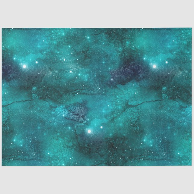 Teal Galaxy Series Design 8 Tissue Paper (Front)