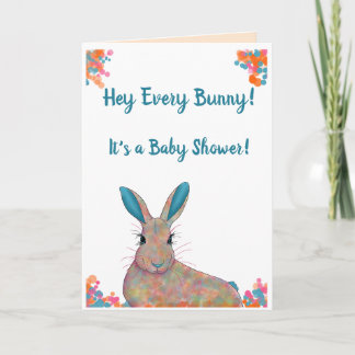 Teal Gender Neutral Bunny Baby Shower Invitation
