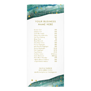 Teal Geode and Gold Salon Price List Service Menu