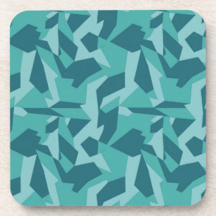 Teal Geometric Camo Plastic Coaster Set