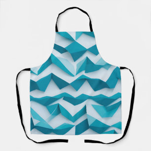Teal Geometric Chevron 3D Pattern Apron