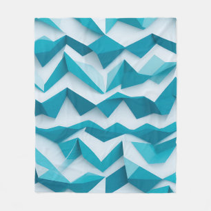Teal Geometric Chevron 3D Pattern Fleece Blanket