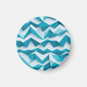 Teal Geometric Chevron 3D Pattern Magnet