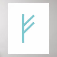 Teal Geometric Fehu (Prosperity) Viking Rune