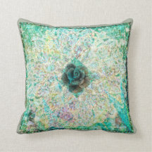Teal Geometric Floral Pillow by Carol Zeock