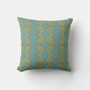Teal geometric line pattern cushion