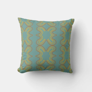 Teal geometric line pattern cushion