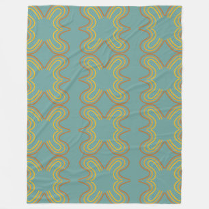 Teal geometric line pattern fleece blanket