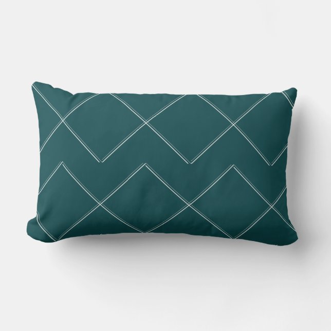Teal Geometric Modern Indoor Lumbar Pillow (Front)