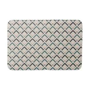 Teal Geometric Pattern Bath Mat
