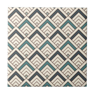 Teal Geometric Pattern Ceramic Tile