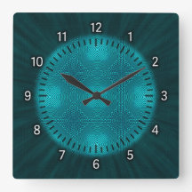 Teal Geometric Pattern Clock