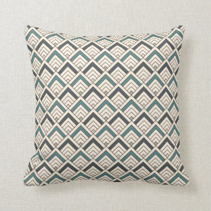 Teal Geometric Pattern Cushion