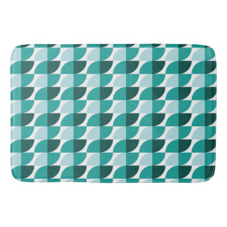 Teal geometric pattern Cushion Bath Mat