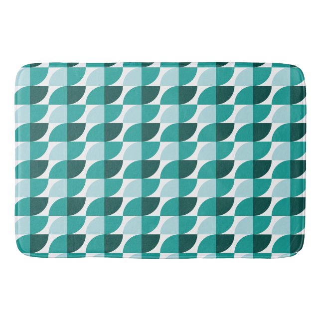 Teal geometric pattern Cushion Bath Mat (Front)