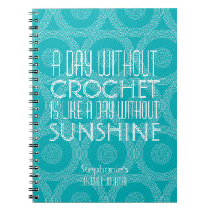 Teal Geometric Pattern Custom Crochet Journal