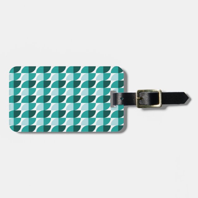 Teal geometric pattern luggage tag (Front Horizontal)