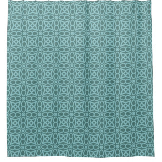 Teal Geometric Pattern Shower Curtain