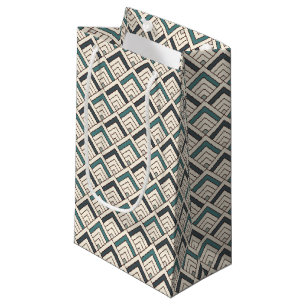 Teal Geometric Pattern Small Gift Bag