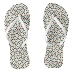 Teal Geometric Pattern Thongs