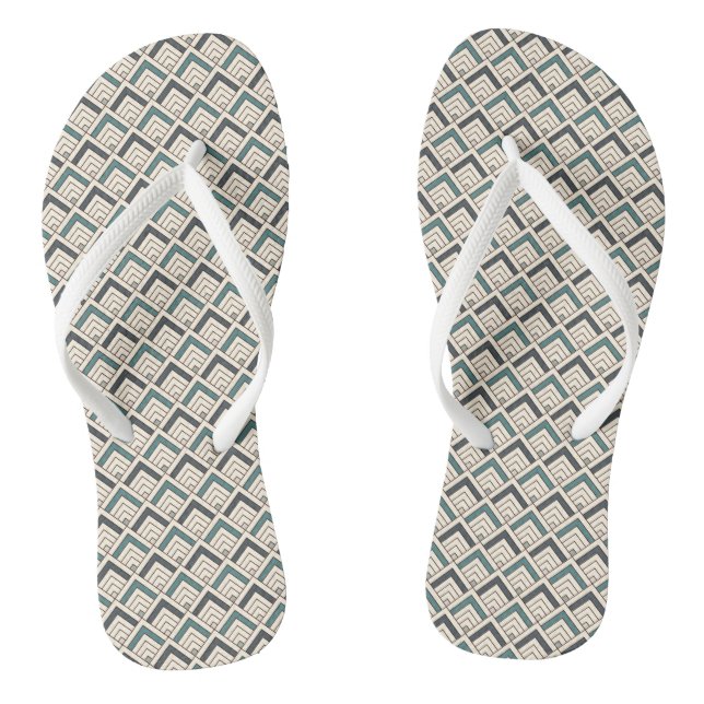 Teal Geometric Pattern Thongs (Footbed)