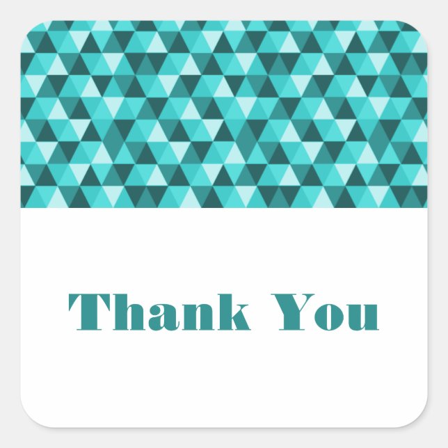 Teal Geometric Triangles Thank You Stickers (Front)