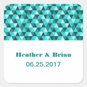 Teal Geometric Triangles Wedding Stickers
