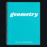 Teal Geometry Personalised Math Graph Paper Notebook<br><div class="desc">A cute,  trendy notebook to take to geometry class or for homework with a simple,  minimalist cover in teal turquoise blue and space for the school subject and your name to be personalised.</div>