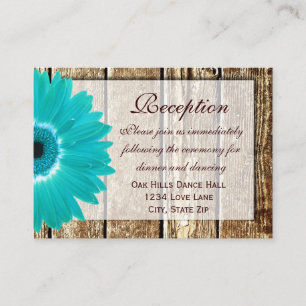 Teal Gerber Daisy Wedding Reception Direction Card
