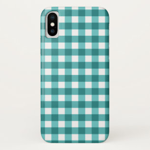 Teal gingham iPhone x case