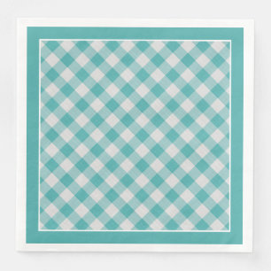 Teal Gingham Checks Pattern For All Occasions Napkin