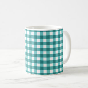 Teal gingham coffee mug