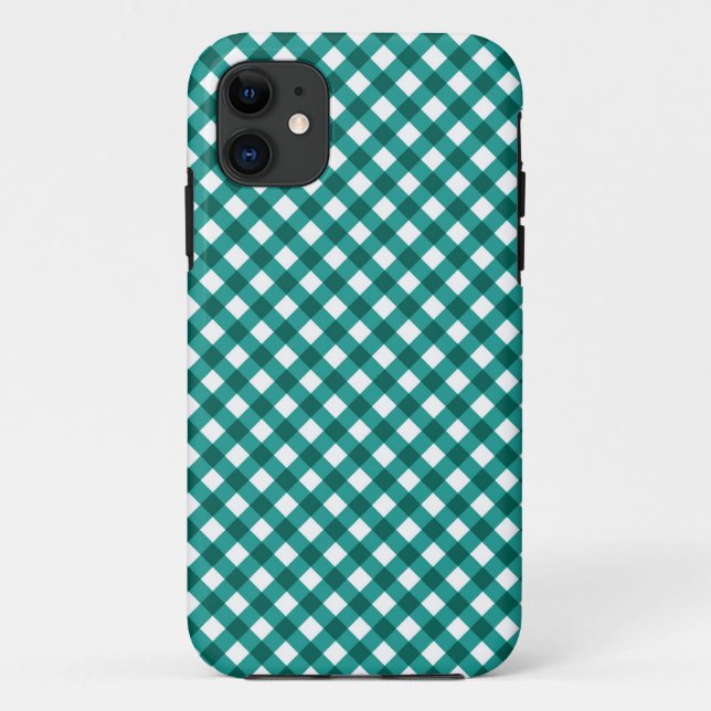 Teal Gingham Pattern iPhone Case (Back)