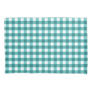 Teal gingham pillowcase