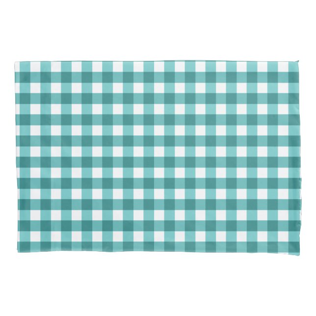 Teal gingham pillowcase (Front)
