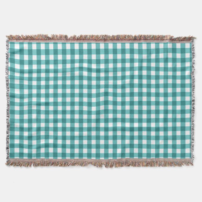 Teal gingham throw blanket (Front)