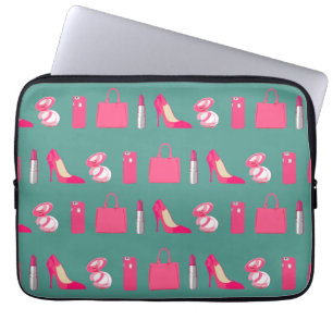 Teal girly things laptop sleeve