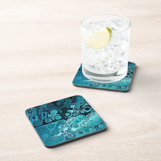 Teal Glass Blocks Coaster (Right Side)