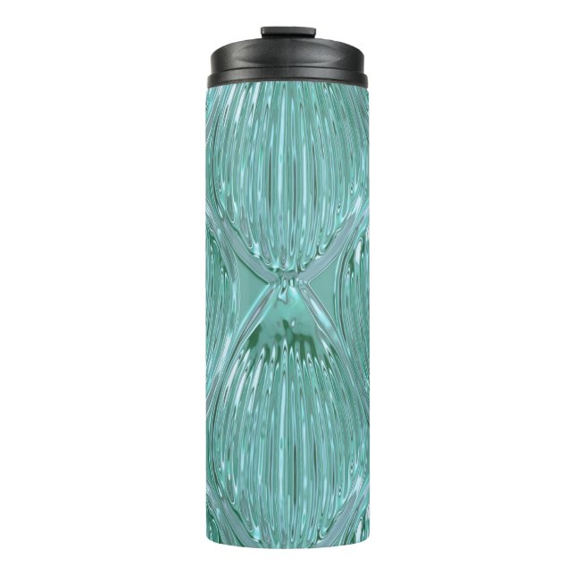 Teal glass look abstract art pattern elegant  thermal tumbler (Front)