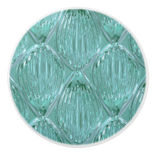 Teal glass look abstract pattern elegant ceramic knob