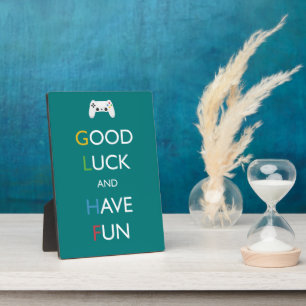 Teal GLHF Video Game Quote Plaque