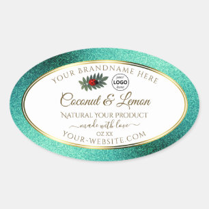 Teal Glitter and White Product Labels Ladybug Logo