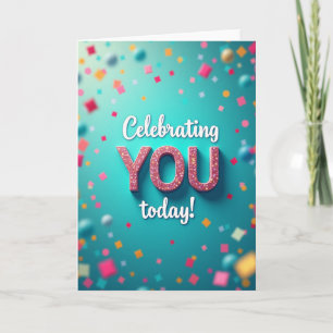 Teal Glitter Celebration Card