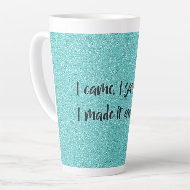 Teal Glitter I Made It Awkward Latte Mug (Left Angle)