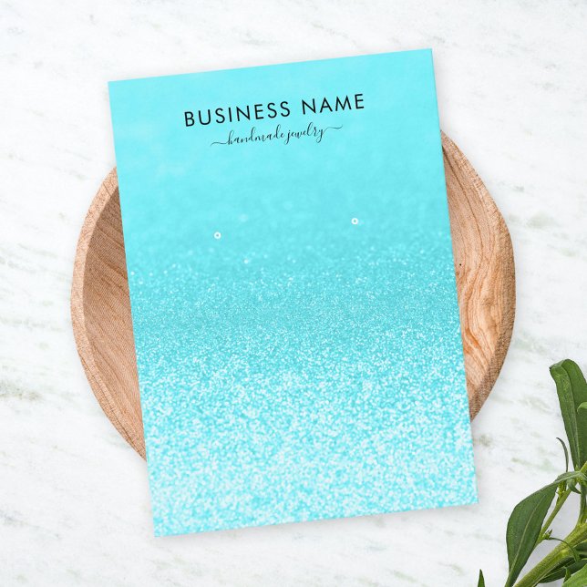 Teal Glitter Lights Earring Jewellery Display Business Card (Creator Uploaded)