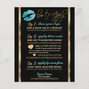 Teal Glitter Lip Instructions Flyer