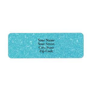 Teal Glitter Name Return Address Label