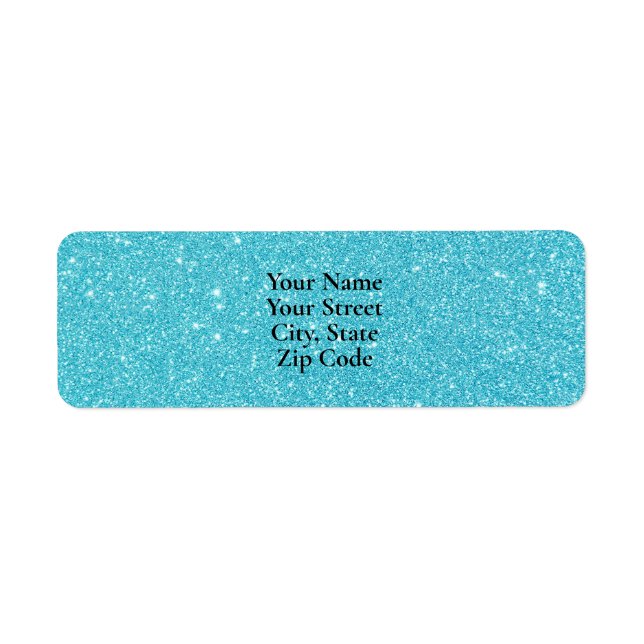 Teal Glitter Name  Return Address Label (Front)