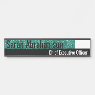 Teal Glitter Office Door Sign