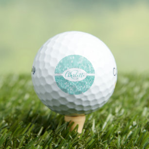 Teal Glitter Personalise Golf Balls